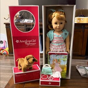 American Girl Doll Maryellen Larkin in Striped Dress with Accessories